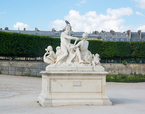 Editorial. June, 2022. Paris, France. The statue Le Tibre in Tuileries Garden in Paris in France