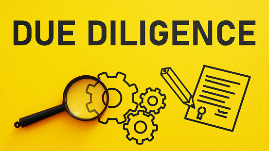 Due diligence is shown using a text