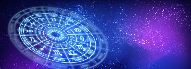 istock Zodiac circle on the background of a space. Astrology. web banner. copy space 1414633454