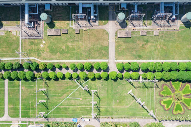 istock Aerial view of power plant 1414633459