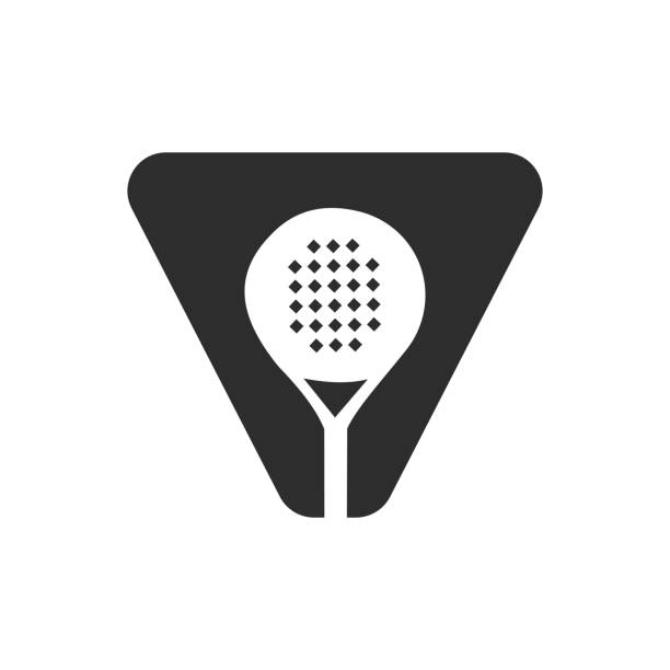 ilustrações, clipart, desenhos animados e ícones de modelo vetorial de design do logotipo da raquete de letra v padel. símbolo do clube de tênis de mesa de praia - tennis court tennis ball table tennis
