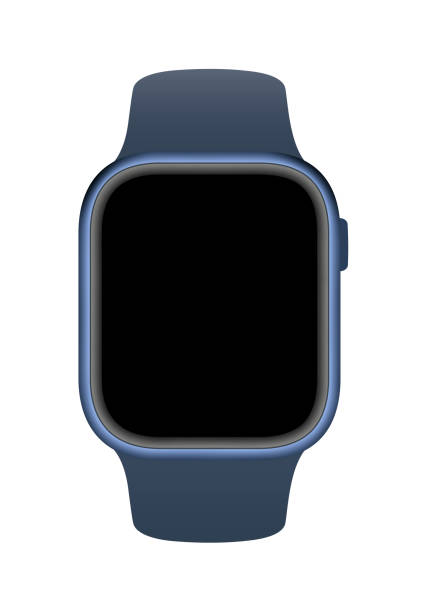 istock Blank screen blue smart watch. Blue smartwatch. Black empty display wrist watch. Watch vector stock. 1414639915