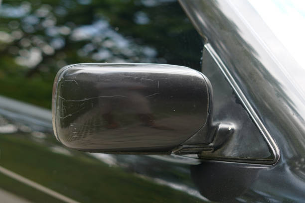 rearview mirror on an old 90's car