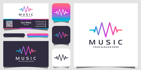 Letter M with pulse. music player element. logo template electronic music, equalizer, store, DJ music, nightclub, disco. audio wave logo concept, multimedia technology themed, abstract shape.