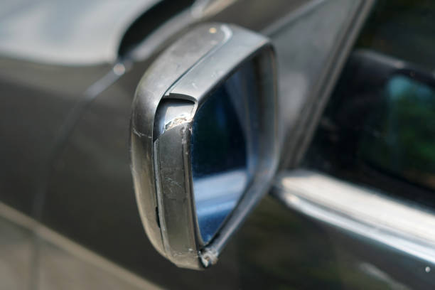 rearview mirror on an old 90's car