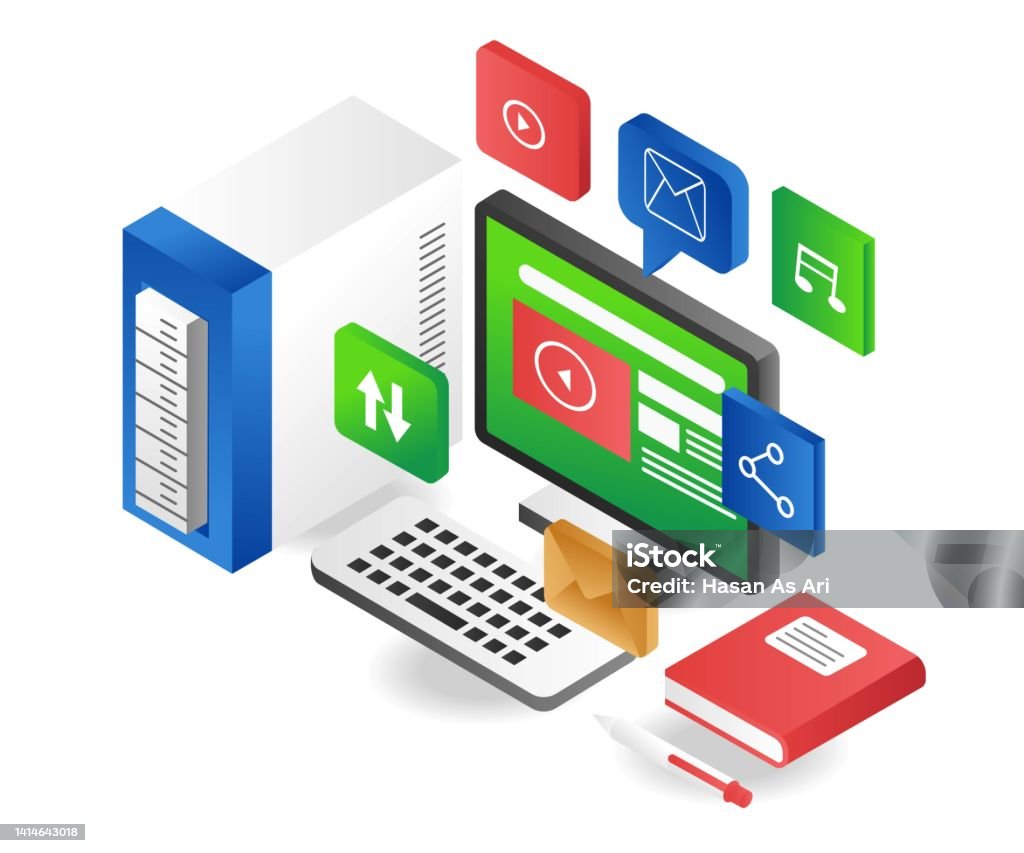 Desktop Computer Data Application Stock Illustration - Download Image ...