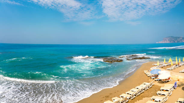 istock Beautiful background image of a Mediterranean beach and sea surface. 1414643202