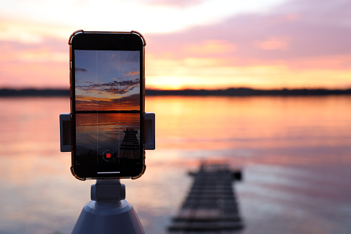 sunset video recording process on phone