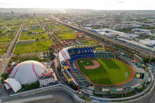 Taichung City, Taiwan - Aug 11, 2022 : Taichung Intercontinental Baseball Stadium. A baseball Stadium in Beitun District right next to the Provincial Highway 74.