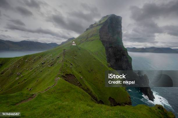 Kallur Lighthouse Panoramic View At Kalsoy Island Faroe Island Stock Photo - Download Image Now
