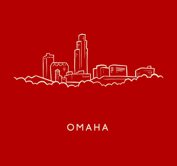 Omaha Skyline Sketch Hand drawn cartoon style sketch of the skyline of Omaha, Nebraska omaha stock illustrations