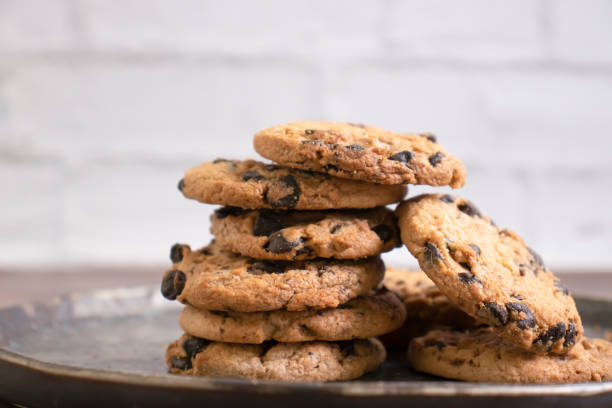 istock Cookies with chocolate on a dark background 1414660805