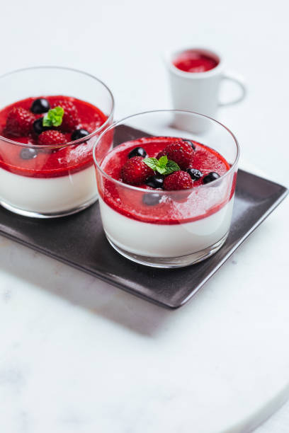 istock Panna Cotta with Red Sauce 1414661847