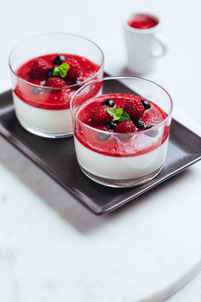 istock Panna Cotta with Red Sauce 1414661849