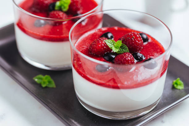 istock Panna Cotta with Red Sauce 1414661853