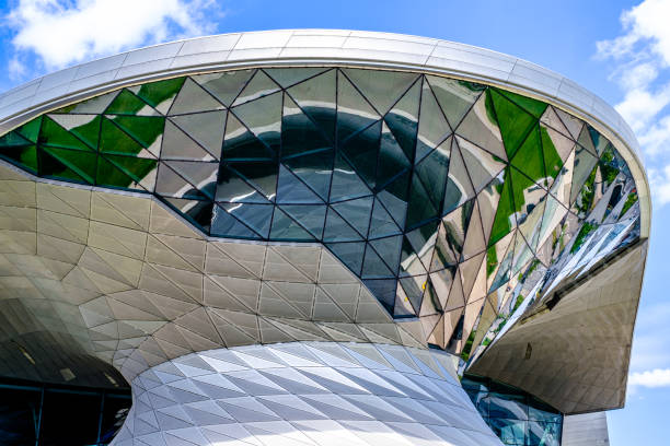 Munich, Germany - July 5: Famous BMW building (BMW Welt and Museum) near the Olympiapark in Munich on July 5, 2022