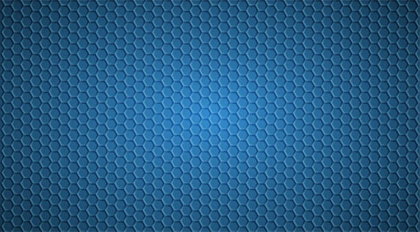illustrations, cliparts, dessins animés et icônes de fond de grille hexagonale. un motif lumineux d’hexagones sur fond bleu. - carbon fiber textile backgrounds
