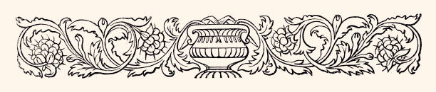 ornamentalny wzór z 19 wieku: (xxxl z dużą ilością szczegółów) - victorian style engraved image 19th century style image created 19th century stock illustrations