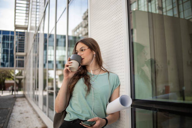 istock A female student in front of the university building 1414670380