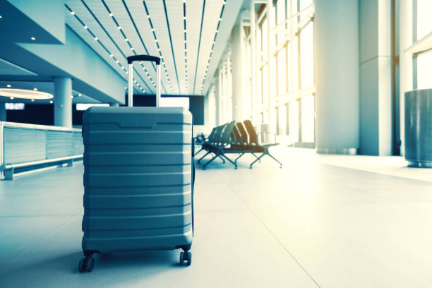 istock Baggage in airport interior, no people 1414671509
