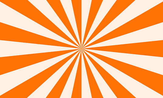 Orange and white colored sunburst pattern. Vector illustration. Abstract retro background.