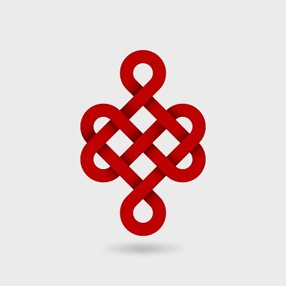 Endless red knot Shrivatsa. Chinese traditional symbol