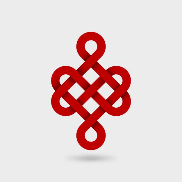Endless red knot Shrivatsa. Chinese traditional symbol Endless red knot Shrivatsa. Chinese traditional symbol buddha icon stock illustrations