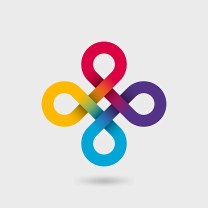 Bowen cross symbol in rainbow colors. Vector illustration