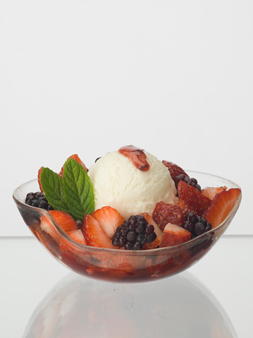 Fruit Ice Cream Cup with Berrys and vanilla ice cream