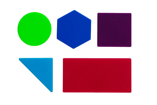 a set of plastic multi-colored figures for children's creativity, isolated on a white background