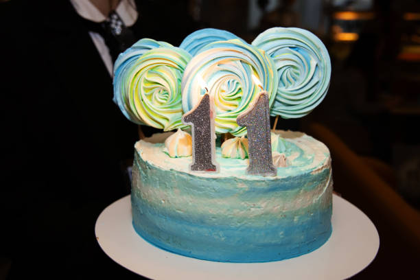 istock blue cake for children's birthday with the number 11 1414683402