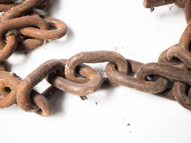 istock old rusted steel chains. Concept of antiquity and false security 1414684924
