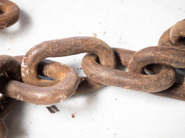 istock old rusted steel chains. Concept of antiquity and false security 1414689777