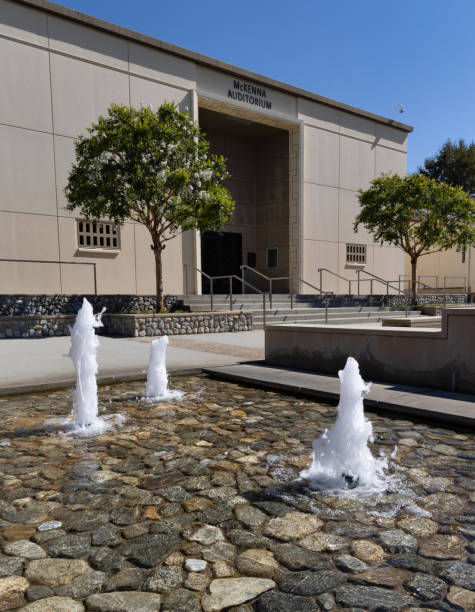 Fountain at the Claremont Colleges Claremont, CA - August 13 2022: Fountain in front of an academic building at Claremont McKenna College claremont california photos stock pictures, royalty-free photos & images
