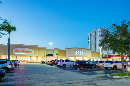 Hallandale Beach, FL, USA - July 31, 2022: Department stores in Hallandale Beach FL