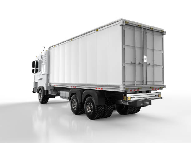 istock Logistic van trailer truck or lorry on white background 1414699814