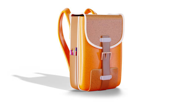istock School backpack with pencils, isolated on a white background. School College Backpack, 3d render. School bag, Back to School concept 1414701877