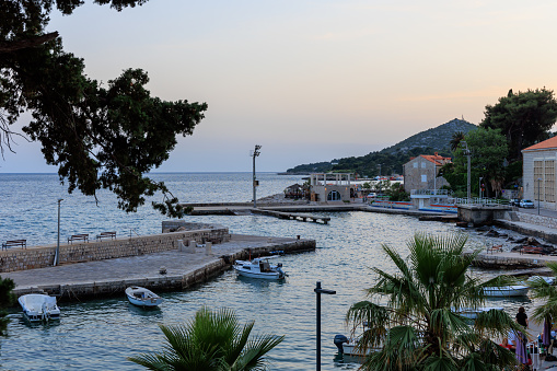 Croatian sea town at dusk