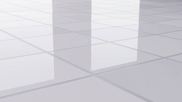 istock white ceramic floor tiles for bedroom decoration. 3d render 1414705227