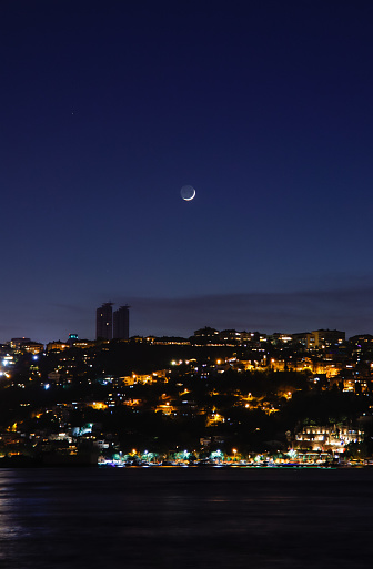 The crescent moon adorning the city and the Bosphorus