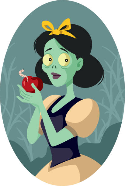 istock Halloween Zombie Princess Holding an Apple Vector Cartoon Illustration 1414707925