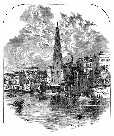 London, England, in the mid-1700s. Illustration published 1863. Source: Original edition is from my own archives. Copyright has expired and is in Public Domain.