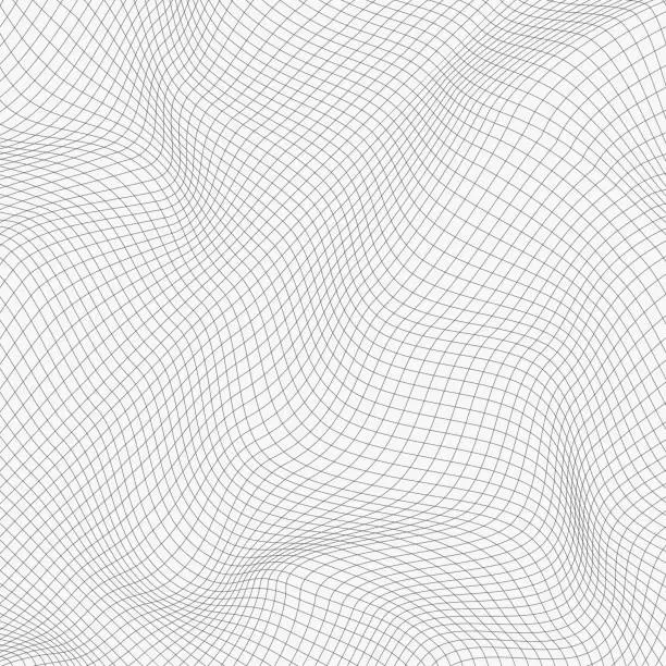 Vector illustration of Relief black and white cage background with optical illusion of distortion.