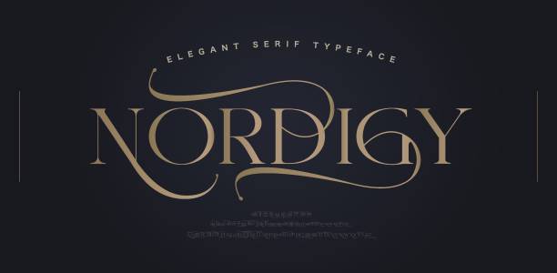 bildbanksillustrationer, clip art samt tecknat material och ikoner med elegant classic alphabet serif fonts decorative wedding retro concept. typography retro vintage alphabet letters fonts and number. vector illustration - seriff