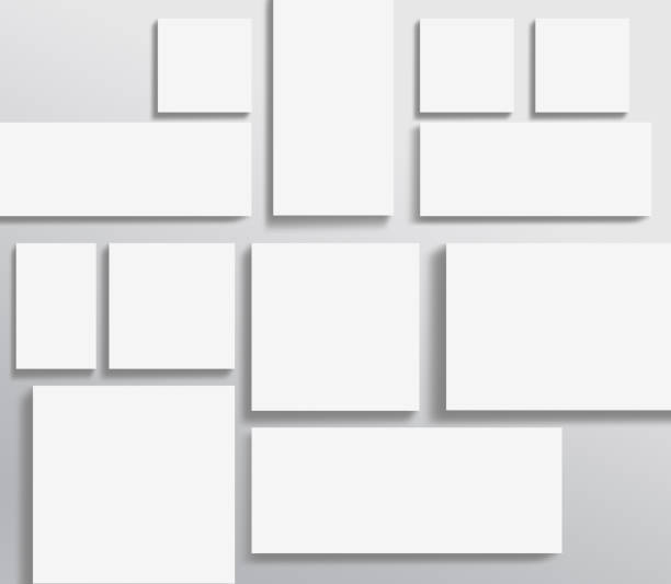 istock Empty affiche mockup. White blank advertising poster template casts shadow on gray background. 1414722340