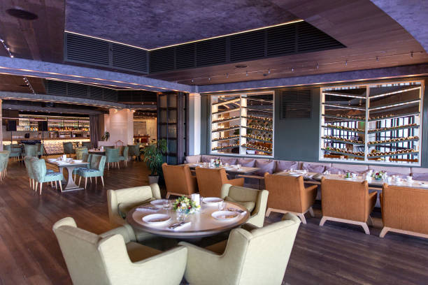 istock Interior of cozy luxury restaurant with original design 1414723167