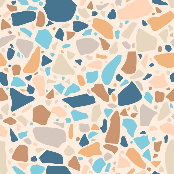 istock Venetian style terrazzo tile. Terrazzo flooring seamless pattern. Stone chips in pastel colors background. Marble mosaic made in colored polished pebble. Vector wallpaper 1414729934