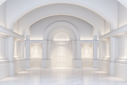 Modern classical style white hall background 3d render