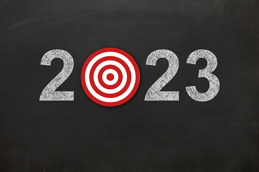 New year 2023 resolution target blackboard