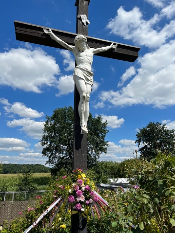 Crucifix in rural surrounding